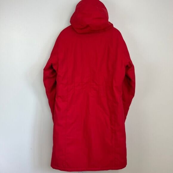 Avalanche Women's Large Red Long Hooded Nylon Ski Snow Patrol Overcoat Jacket - Picture 7 of 14